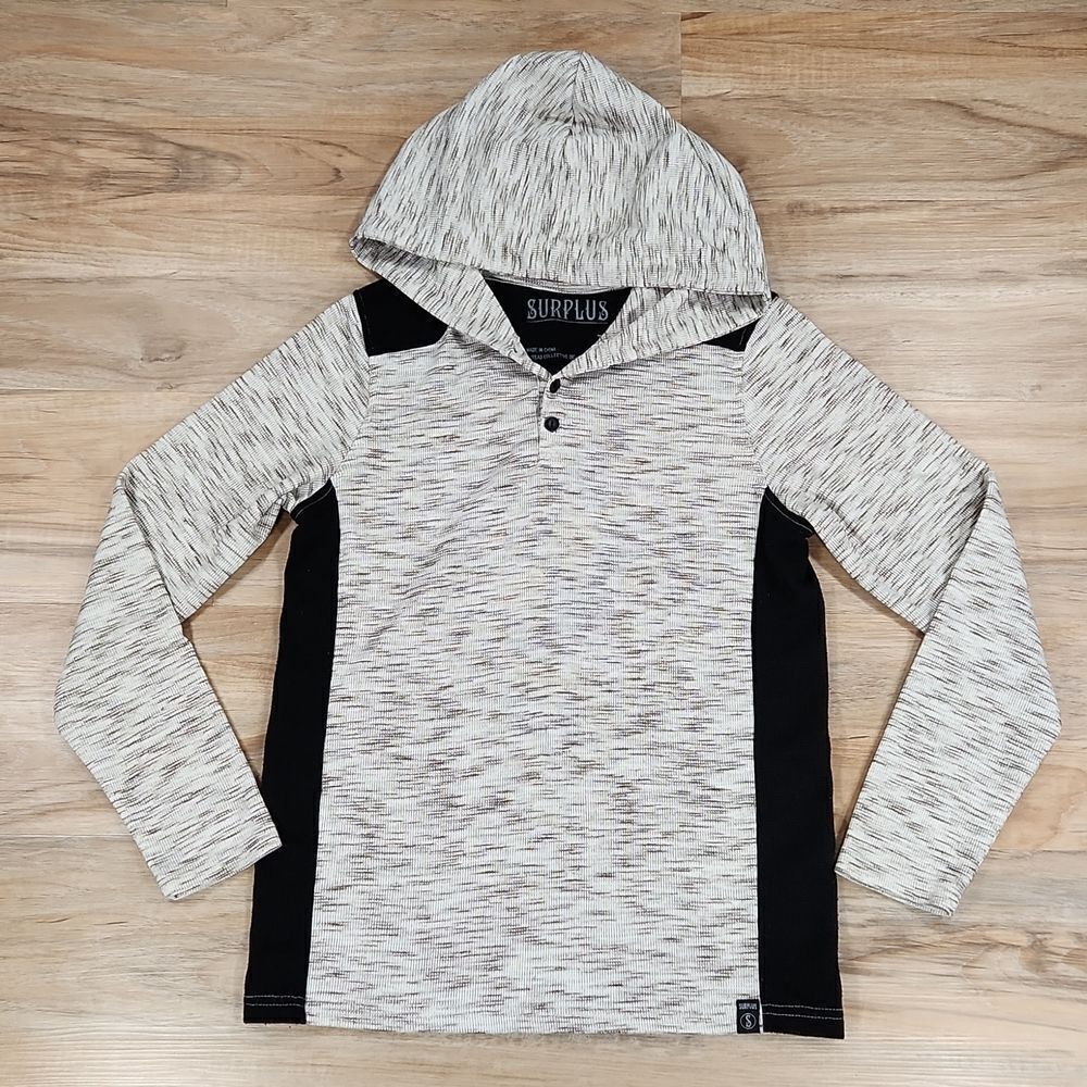 🧡Surplus Olive & White Variegated Long Sleeve Hoodie Large